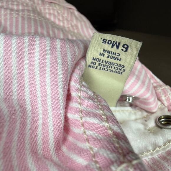 Vintage OshKosh B'gosh pink and white overalls size 6M - Picture 4 of 4